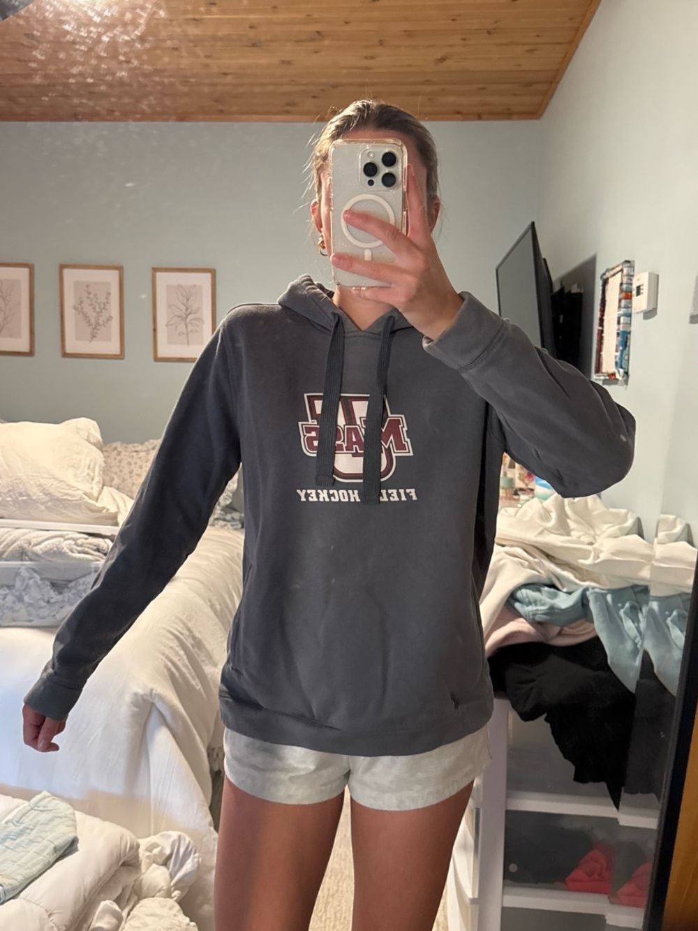 Umass Field Hockey Gray Pullover Hoodie